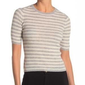 Vince. NWT Striped Short Sleeve Cashmere Blend Knit Top Size Small